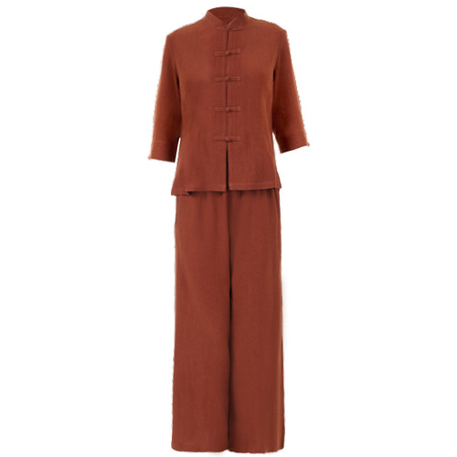 Buddhist Robe Zen Meditation Yoga Set for Women, Zen Tea Art Cotton Linen Tai Chi Dress Loose Plus Size 6071