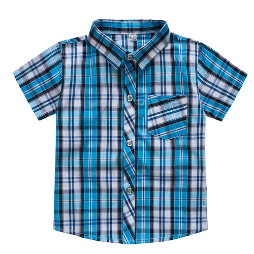  Summer New Arrival Boys' Fashion Plaid Short-Sleeved Shirt for Foreign Trade Children's Clothing Baby Tops Boys' Thin Shirts