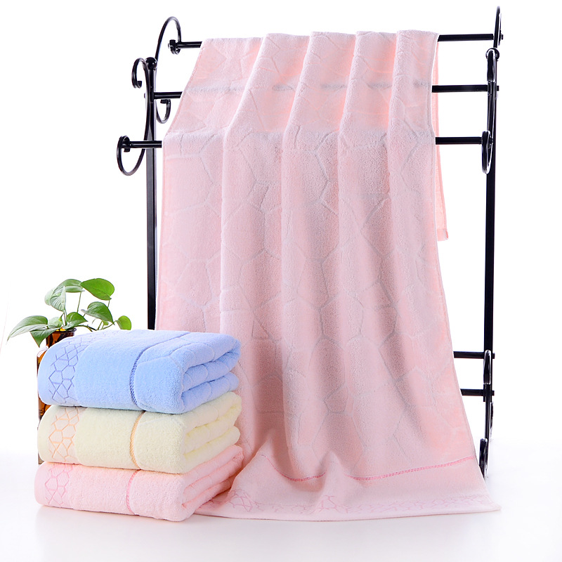 Super Absorbent Pure Cotton Bath Towel Plain Colour Water Cube_voghion.com