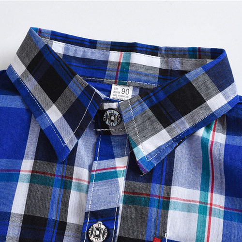  Summer New Arrival Boys' Fashion Plaid Short-Sleeved Shirt for Foreign Trade Children's Clothing Baby Tops Boys' Thin Shirts