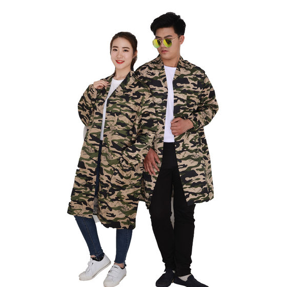 Factory wholesale men's and women's long sleeve carrying camouflage coat dust-proof integrated breeding feed blue tooling coat