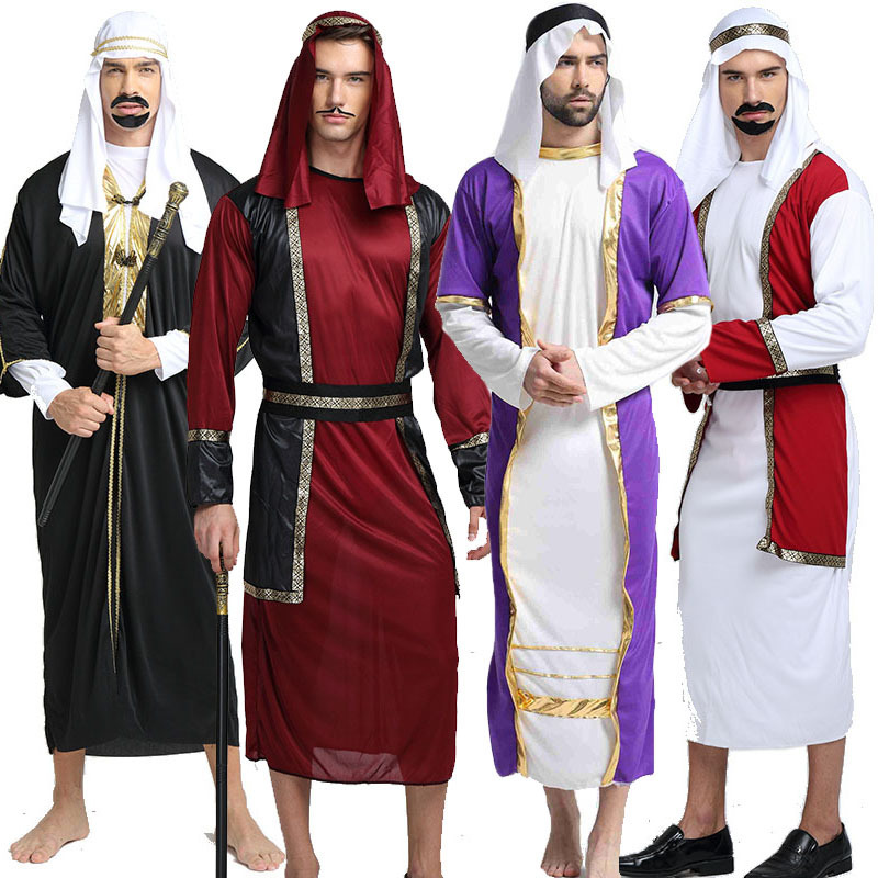 Halloween Aladdin Magic Lamp Costume White Robe Rich Man Birthday Party Performance Outfit Cosplay Costume Halloween Aladdin Magic Lamp Costume White Robe Rich Man Birthday Party Performance Outfit Cosplay Costume