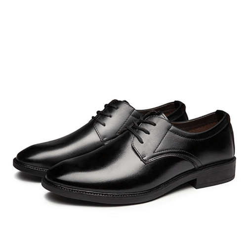 2024 Spring New Men's Leather Shoes Business English Lacing Black Casual Breathable Shoes Formal Simple Men's Shoes