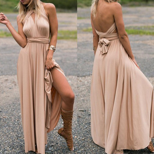 European and American Hot Item: Multi-Wear Design, Multi-Strap Cross-Back Sexy Bandage Dress, Long Skirt, Evening Gown