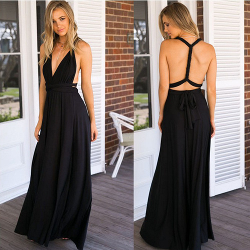 European and American Hot Item: Multi-Wear Design, Multi-Strap Cross-Back Sexy Bandage Dress, Long Skirt, Evening Gown