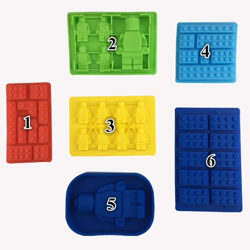 Silicone Molds (Constructor) Robot & Building Block Shapes, Heatproof −40–230°C, Multi-size Set