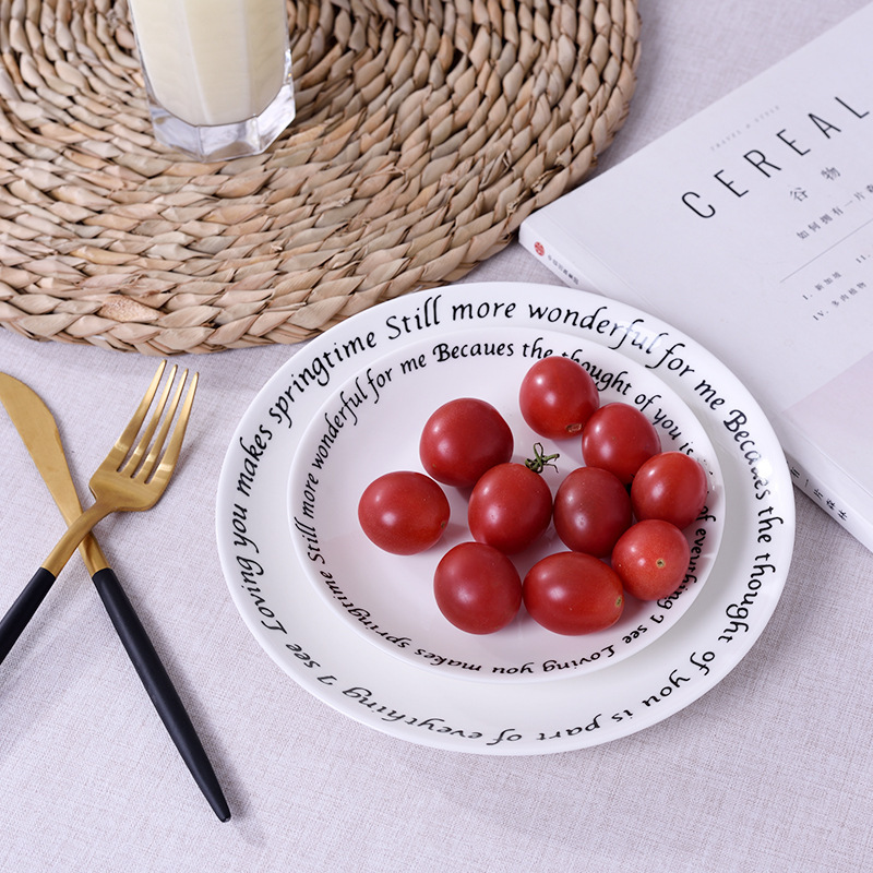 Creative Simple Ceramic Steak Plate English Alphabet Household Plate Fruit Plate Nordic Style 6 Inch 8 Inch Disc