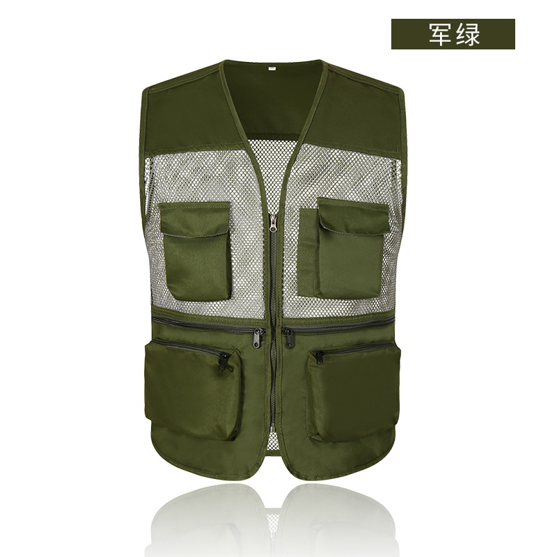 通気メッシュ網糸多ポケットベストカスタム男性撮影釣り多ポケット馬甲カスタムロゴ