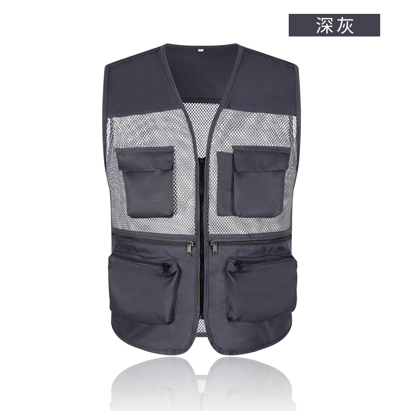 通気メッシュ網糸多ポケットベストカスタム男性撮影釣り多ポケット馬甲カスタムロゴ