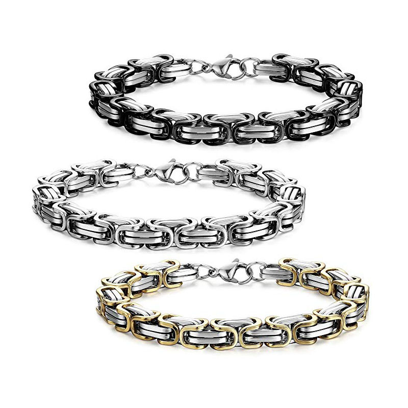 The same cross-border 6 8mm wide stainless steel men's bracelet Byzantine titanium steel Imperial Circle chain