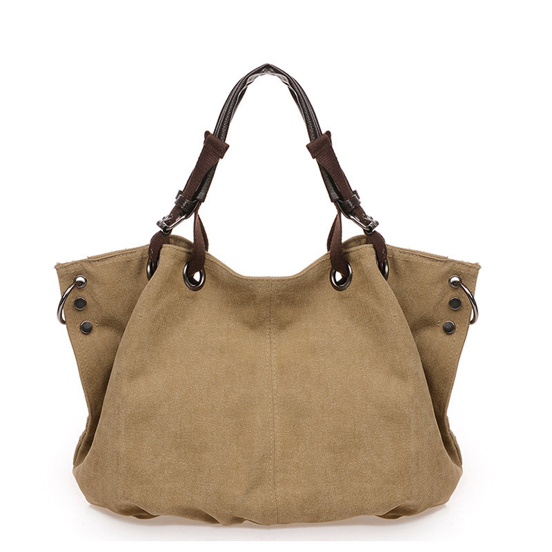 Factory wholesale New European and American fashion women's bag simple casual canvas bag large capacity handbag shoulder messenger bag