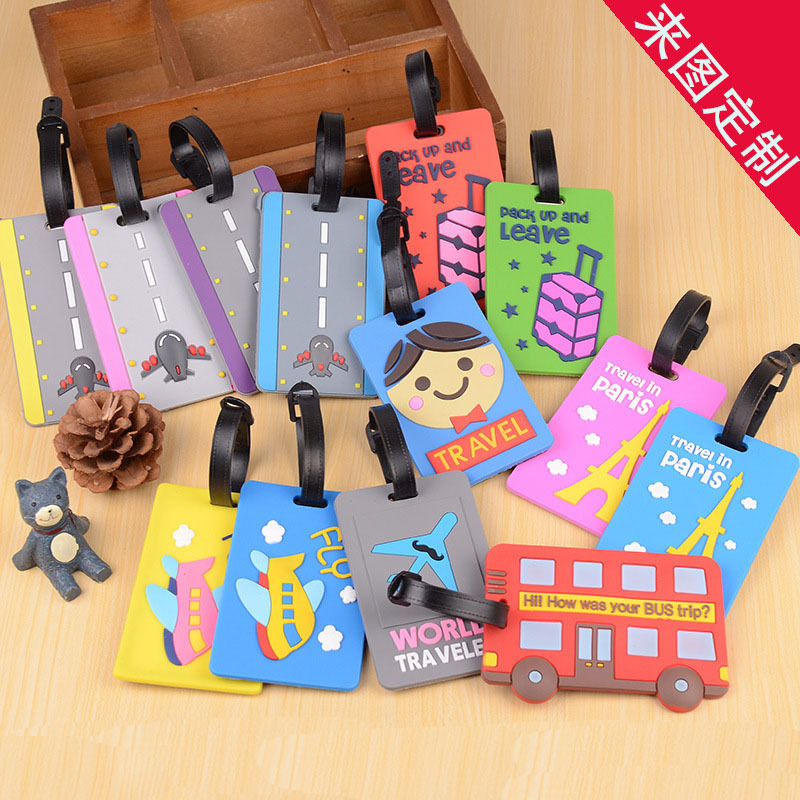 Luggage tag pvc soft rubber environmental protection rubber tag boarding pass cartoon tag silicone card set