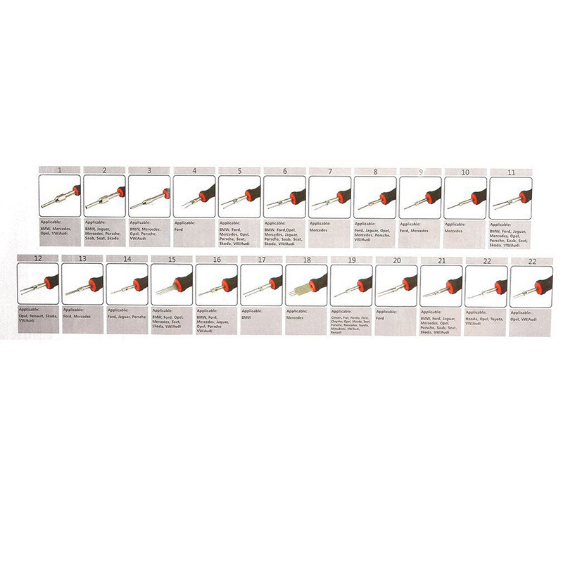 23 piezas del arnés de cableado del coche enchufe desbloqueo terminal extractor aguja removedor de enchufe terminal arnés de cableado herramienta de desbloqueo