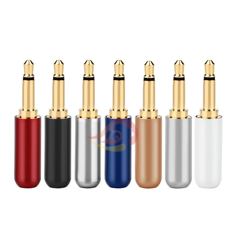 纯铜镀金3.5单音无标插头 镀金3.5单声道装配插头