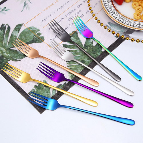 Factory direct sales of high-quality Korean 304 stainless steel forks, spoons, chopsticks, Nordic ins titanium-plated gift tableware, stainless steel spoons