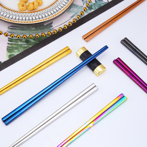 Factory direct sales of high-quality Korean 304 stainless steel forks, spoons, chopsticks, Nordic ins titanium-plated gift tableware, stainless steel spoons