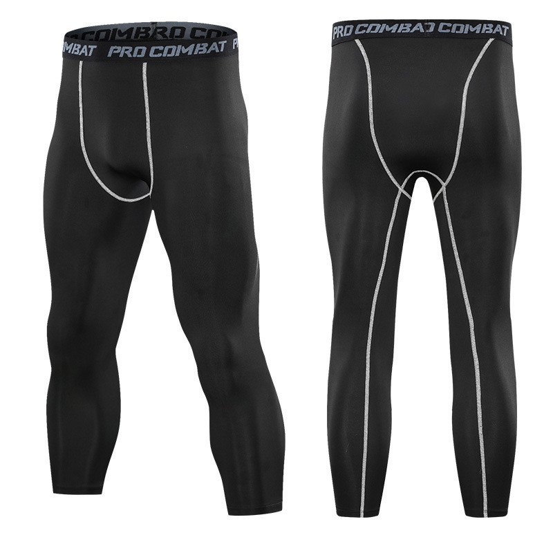 Running Training Fitness Pants Men's White Elastic Capri Pants Basketball Bottoming Compression Quick-drying Pants Sports Tight Pants