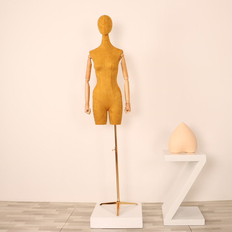 Maniquí femenino de gamuza para exhibición de ropa en escaparates, modelo de maniquí para tienda de ropa.