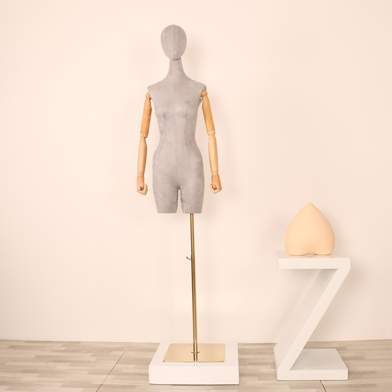 Maniquí femenino de gamuza para exhibición de ropa en escaparates, modelo de maniquí para tienda de ropa.