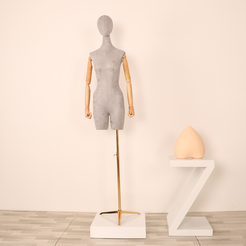 Maniquí femenino de gamuza para exhibición de ropa en escaparates, modelo de maniquí para tienda de ropa.