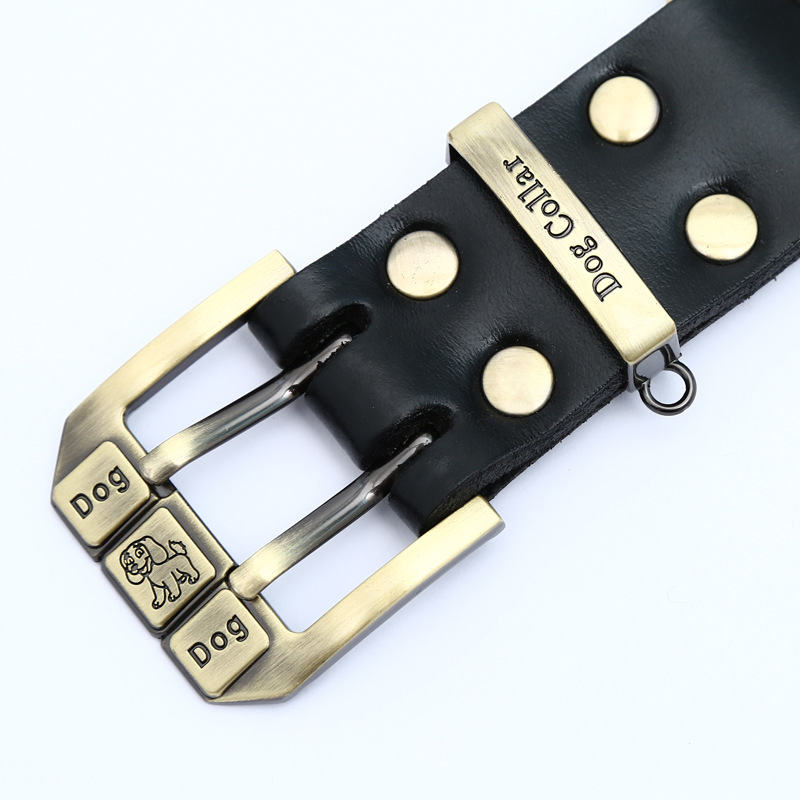 Cowhide Dog Collar Leather Dog Collar Neckband for Large, Medium and Small Dogs