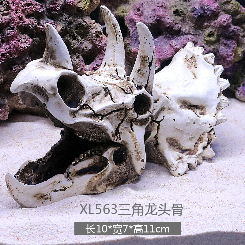 Cráneo de dinosaurio resina escalada mascotas crawlers plantas acuáticas paisaje simulación cráneo tanque de peces acuario tanque de peces adornos