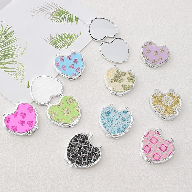 Double-sided folding mirror heart shaped, wholesale
