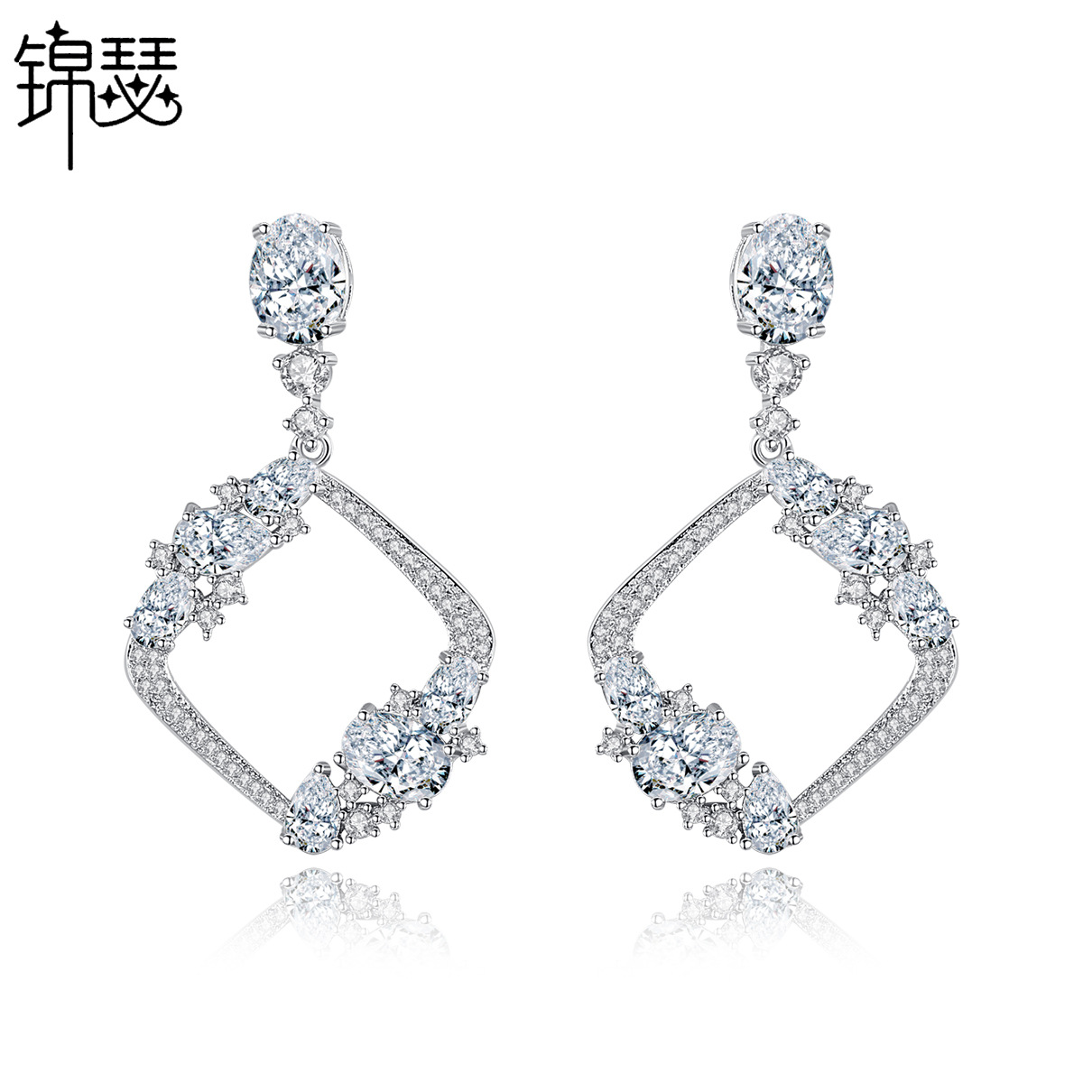 Sophisticated copper fashionable geometric square earrings with…