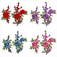 6色復古民族服裝旗袍DIY刺繡 牡丹水溶領花 廠家批發 水溶貼花