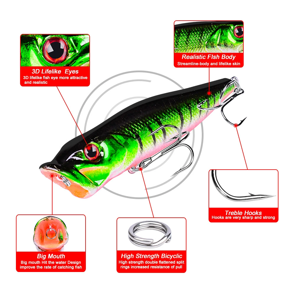 Hard popper lure (PROBEROS) 9.5 cm 12 g, ABS bionic bait, 6 color options