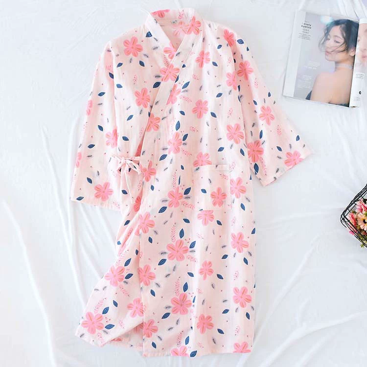 Spring summer thin gauze bathrobe, pijama, autumn