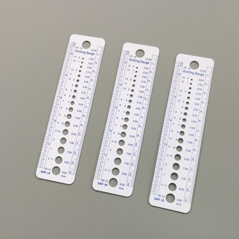 Herramientas de tejer suéter aguja calibre de plástico PVC aguja larga calibre