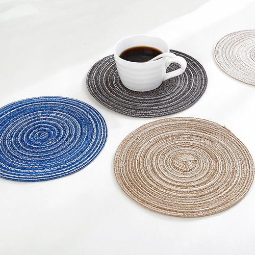 A2666 round cotton yarn placemat insulated western food mat woven table mat household supplies bowl mat