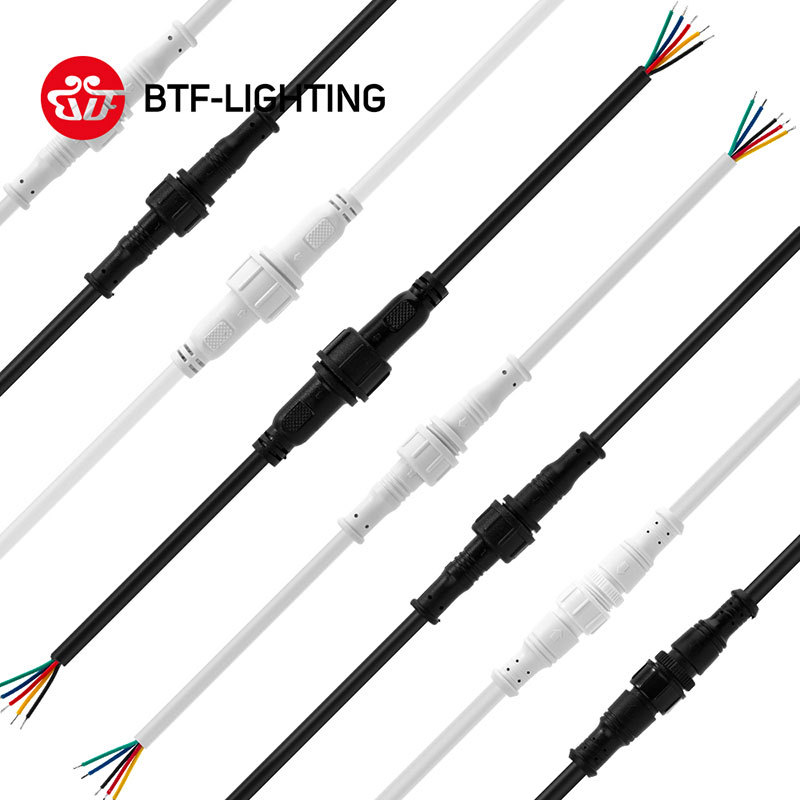 2345 core pure copper connector, rainproof terminal head, LED cable, PVC industrial male and female quick-connect connector with wire.