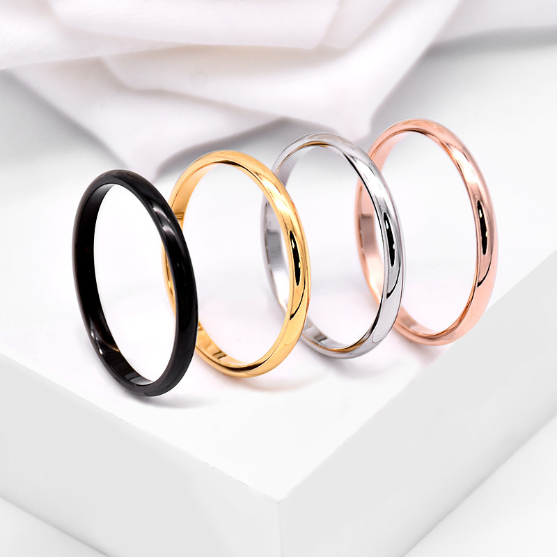 Cross-border Accessories Simple ins Fine Titanium Steel Ring 18K Rose Gold Stainless Steel Jewelry Couple Ring