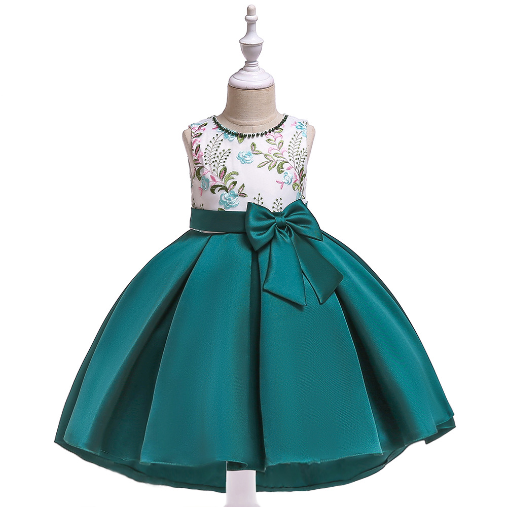 Vestido europeo y americano para niños vestido de princesa bordado para niñas vestido de noche de arco vestido de pasarela para niños