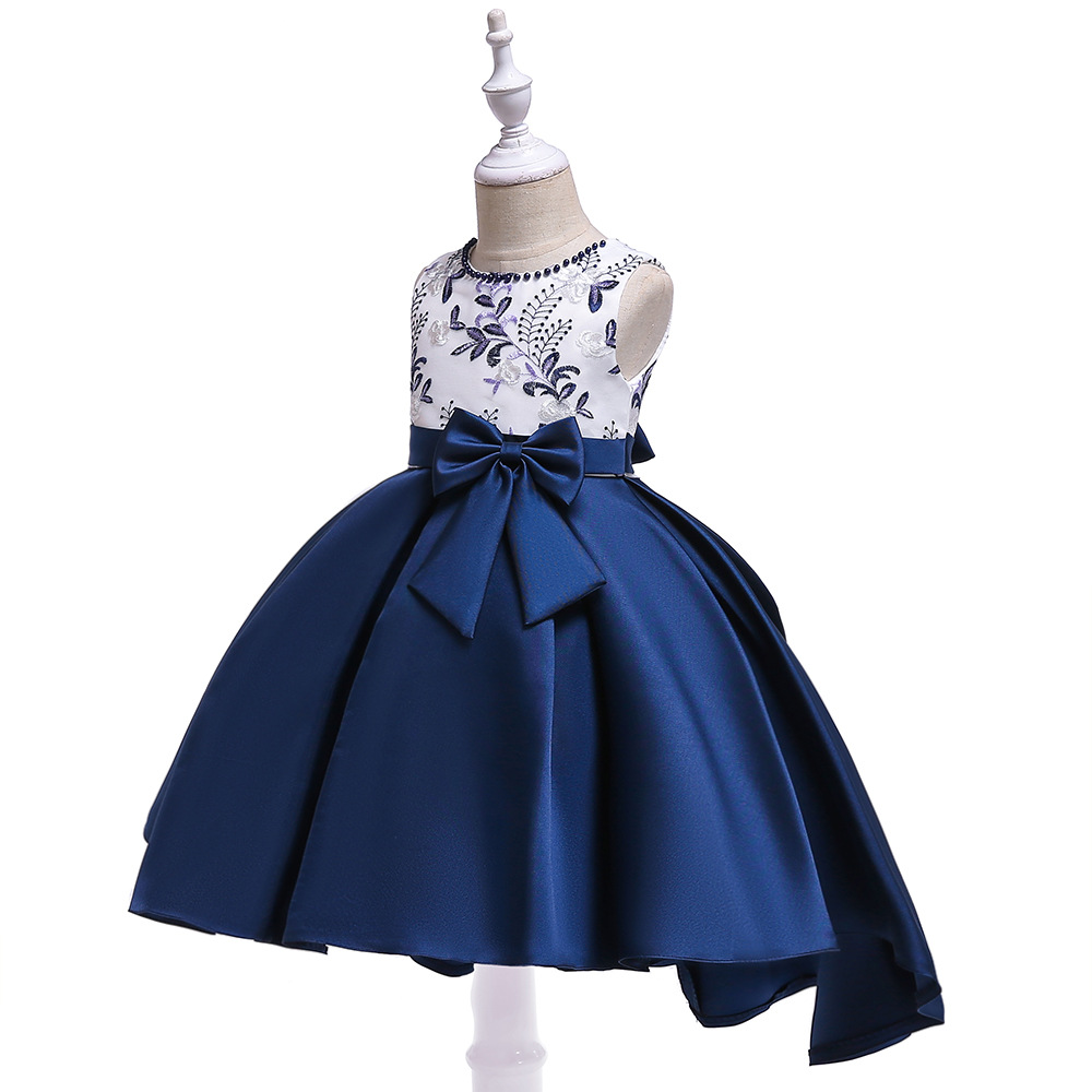 Vestido europeo y americano para niños vestido de princesa bordado para niñas vestido de noche de arco vestido de pasarela para niños