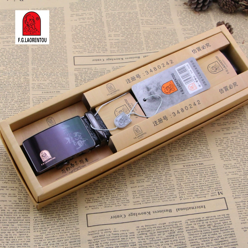Men's human head for elderly, automatic gift box, belt, pack, genuine leather