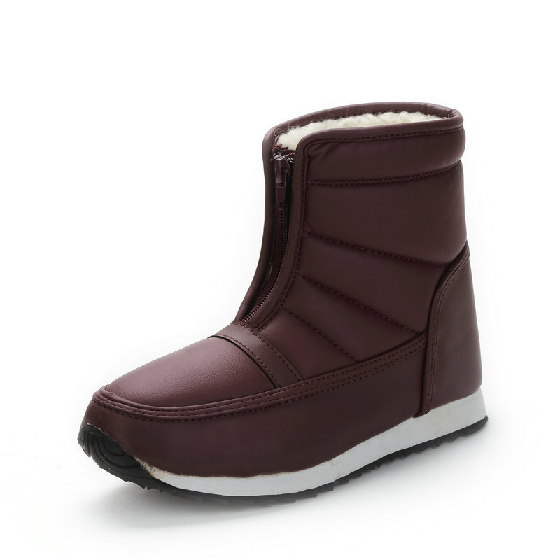 Distribución de envío gratuito de invierno de mediana edad joven anti-deslizante zapatos de nieve zapatos de algodón con cremallera de tubo corto
