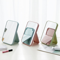Plain Color Square Mirror Large Desktop Vanity Mirror Tabletop Single-Sided Princess Dressing Mirror Foldable Portable Model