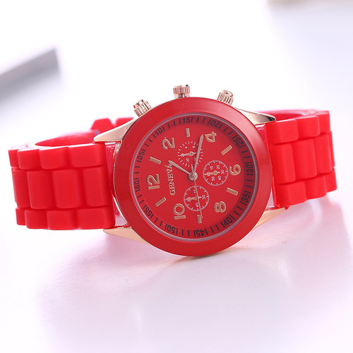 GENEVA AliExpress Geneva Silicone Watch Fashion Watch Three Eyes Candy Color Women's Watch