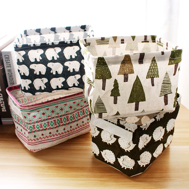 Маленькое свежее хлопковое белье с ручкой, организующей корзину для всякой всячины, Настольный ящик для хранения, небольшая корзина для хранения одежды из ткани