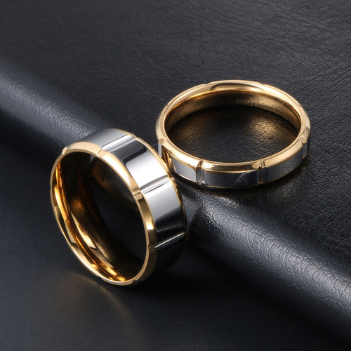 Factory price mixed batch Japanese and Korean version ring personalized gold simple titanium steel male and female couple ring SA539