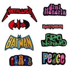 Embroidered patch with bat design, PEACE text, for clothing decoration, high-quality DIY computer embroidery patch.