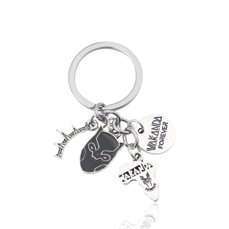 Black Panther necklac combination tag alloy keychain foreign trade…