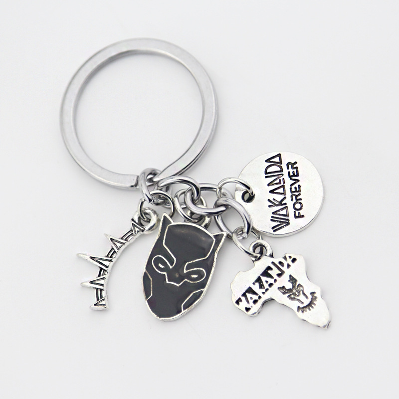Black Panther necklac combination tag alloy keychain foreign trade…