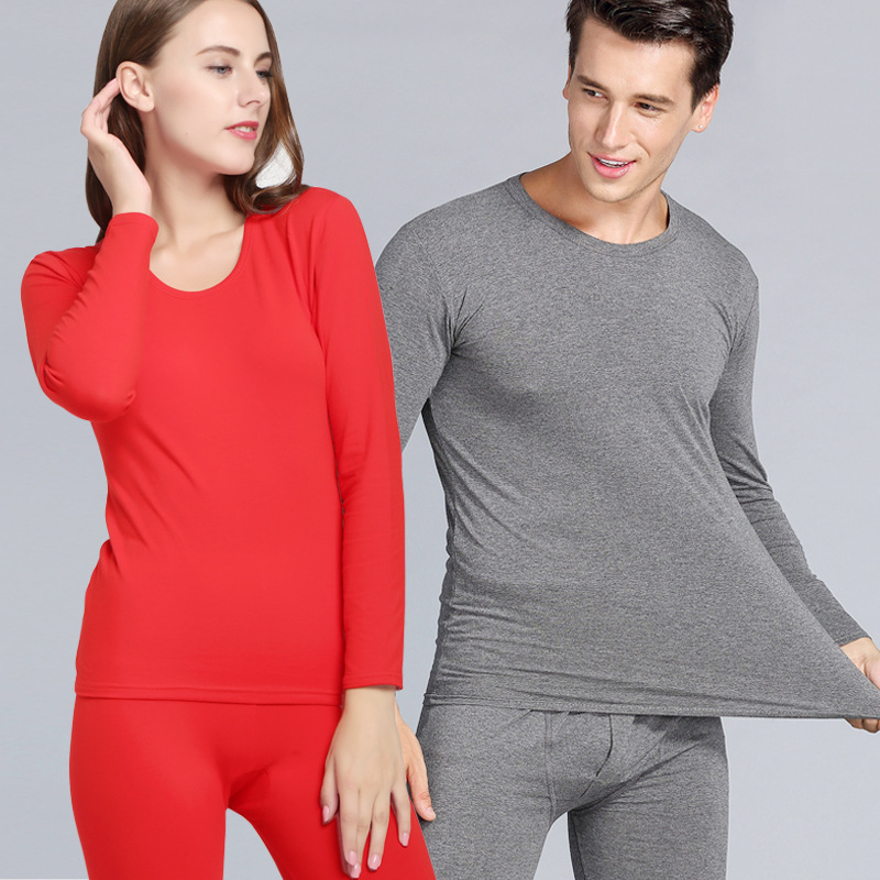 2025 Autumn and Winter New Men's Thermal Underwear Set Lycra Solid Color Soft Women's Autumn Clothes and Autumn Pants Set