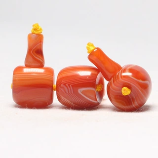 天然红蚕丝玛瑙三通佛头条纹红玛瑙三通佛头diy菩提饰品配件批发