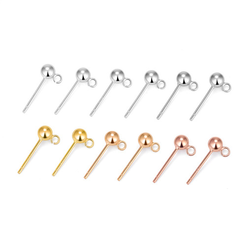S925 sterling silver earrings accessories diy earrings accessories Doudou circle bead earrings gold-plated manufacturer wholesale