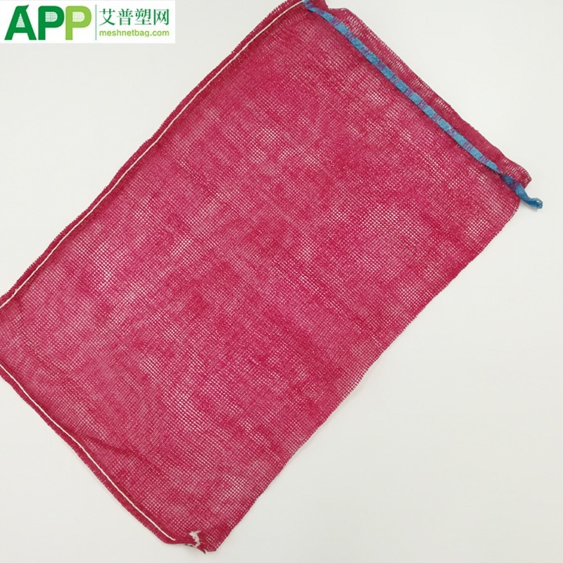 外贸出口 装30斤15公斤L形平织玫红色洋葱网袋网兜 带拉绳